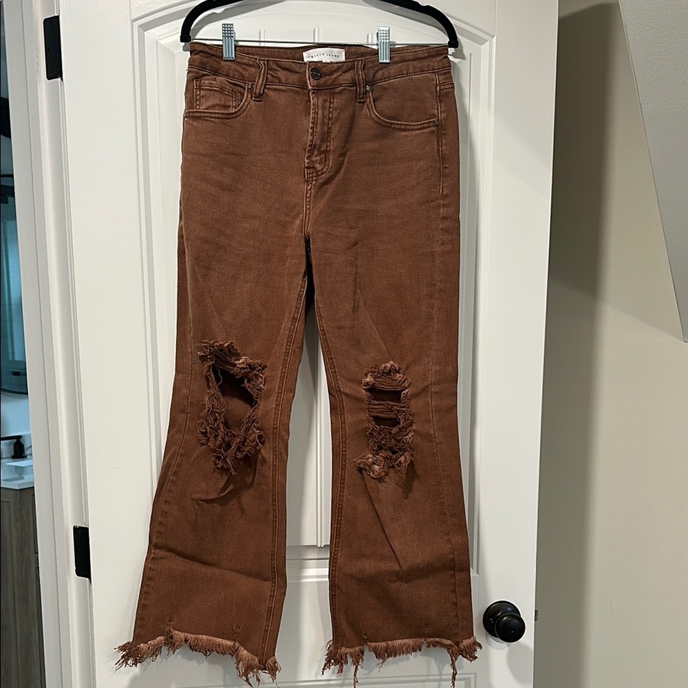 Risen Brown Distressed Jeans